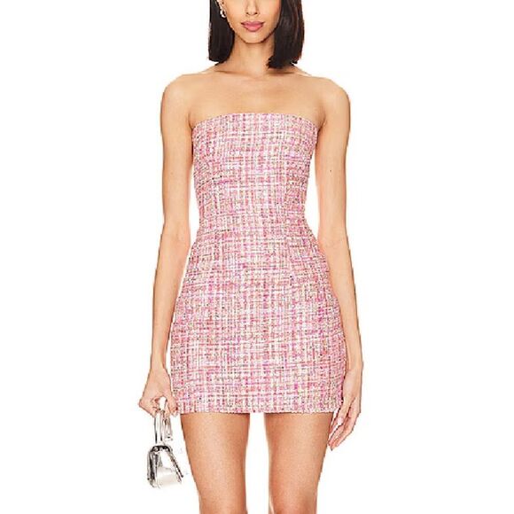 NWT Superdown nanea strapless dress mini tweed woven Revolve M - Picture 1 of 10